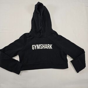 Gymshark Cropped Hoodie Women's S Black Spell out Logo Training Size S